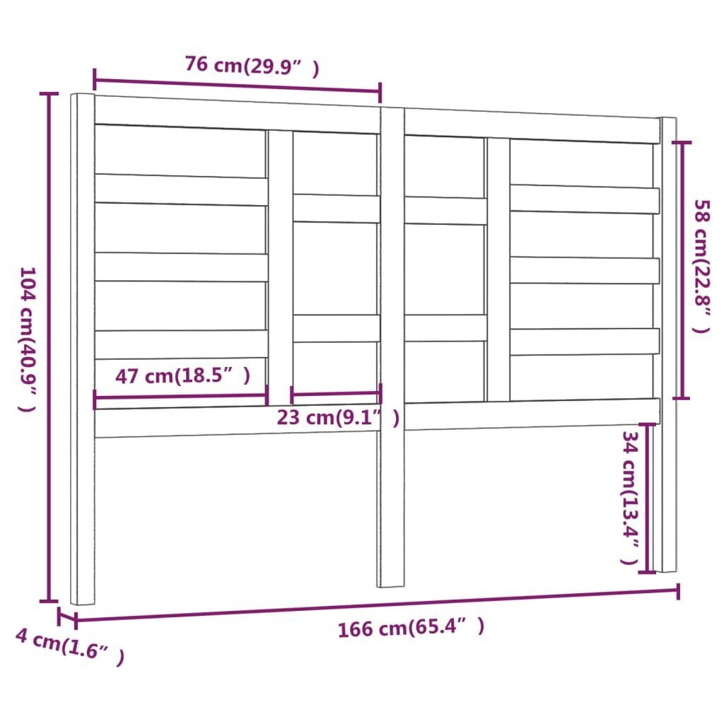 vidaXL voodipeats, hall, 96 x 4 x 104 cm, männipuit hind ja info | Voodid | kaup24.ee