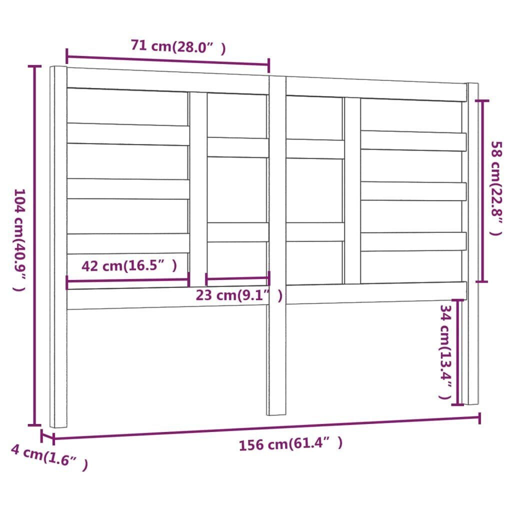 vidaXL voodipeats, must, 156x4x104 cm, männipuit hind ja info | Voodid | kaup24.ee