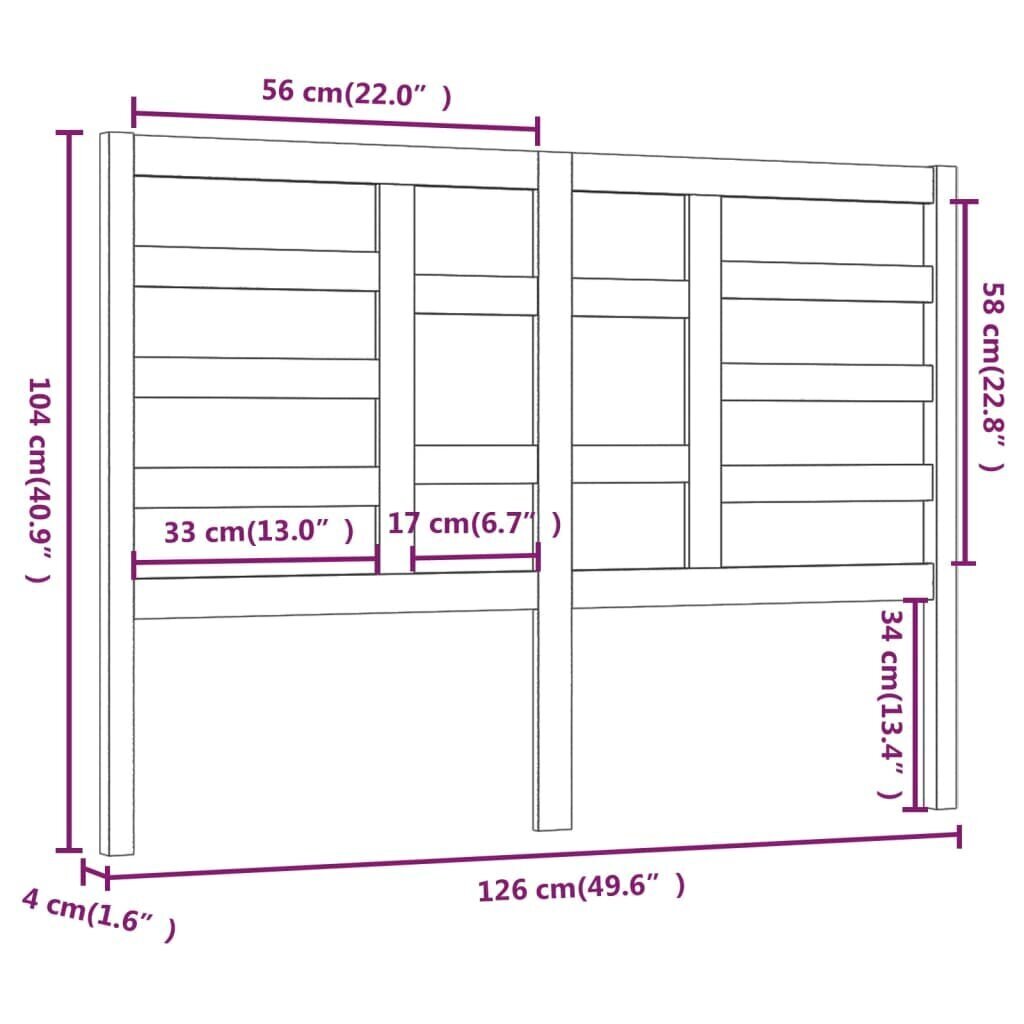 vidaXL voodipeats, meepruun, 126 x 4 x 104 cm, männipuit цена и информация | Voodid | kaup24.ee