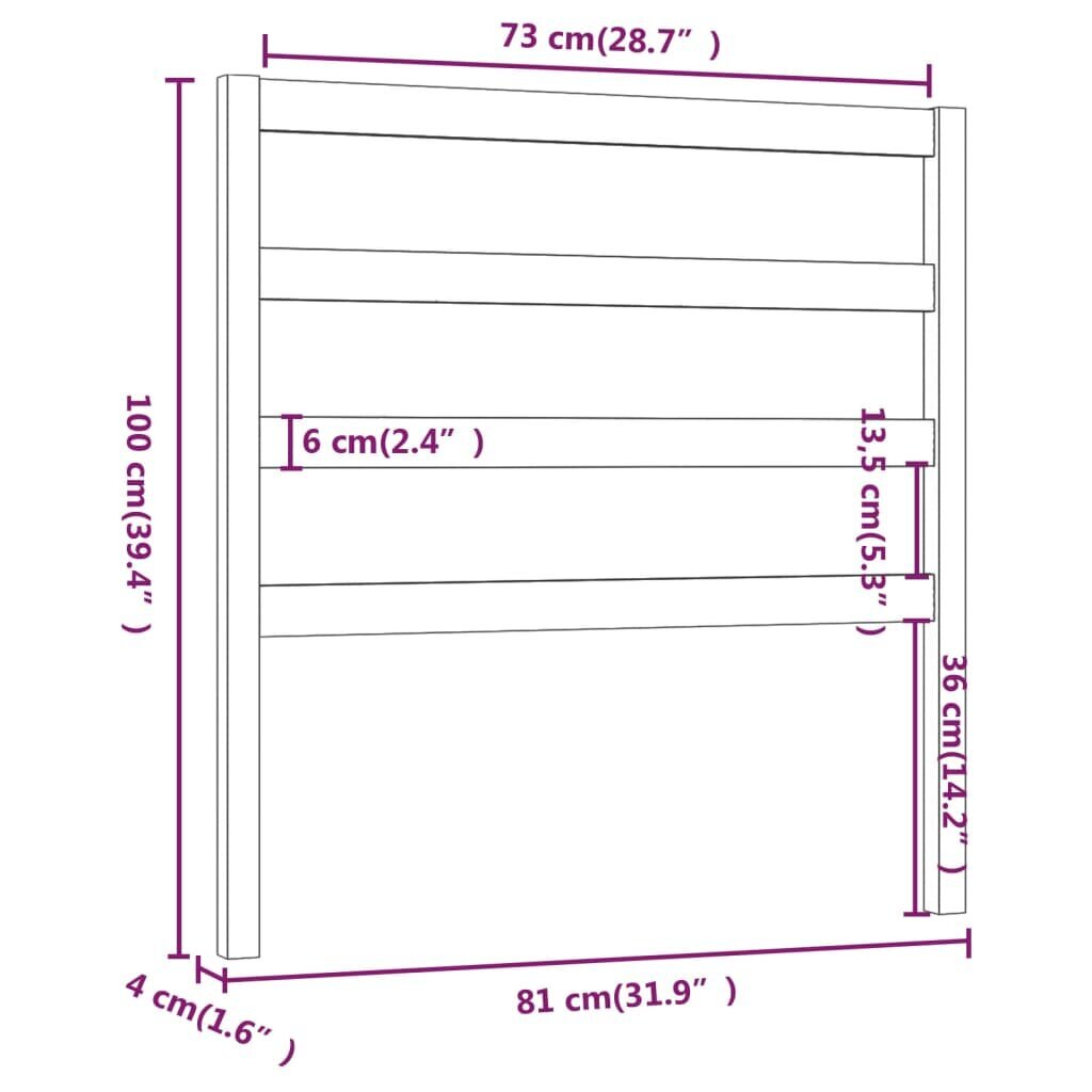 vidaXL voodipeats, 81 x 4 x 100 cm, männipuit hind ja info | Voodid | kaup24.ee