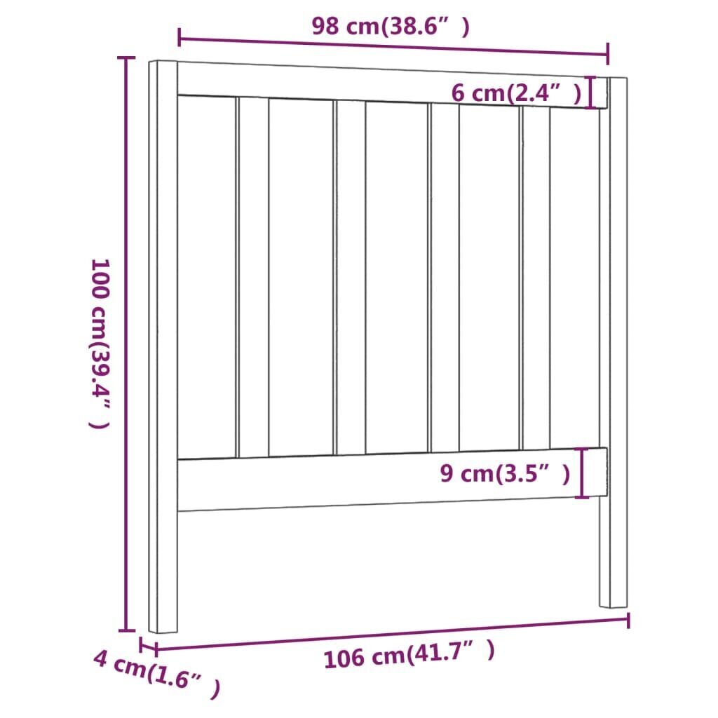 vidaXL voodipeats, meepruun, 106 x 4 x 100 cm, männipuit цена и информация | Voodid | kaup24.ee