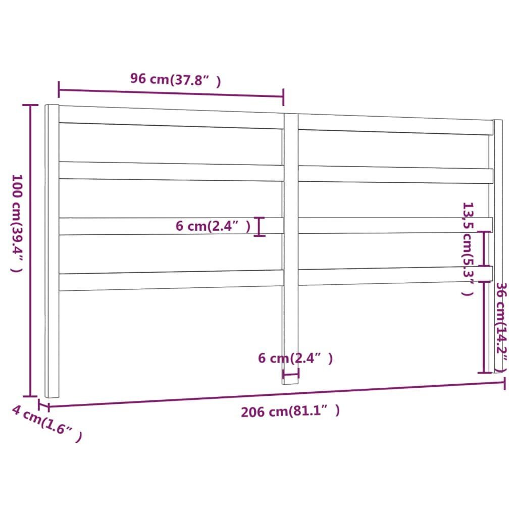 vidaXL voodipeats, 206 x 4 x 100 cm, männipuit hind ja info | Voodid | kaup24.ee