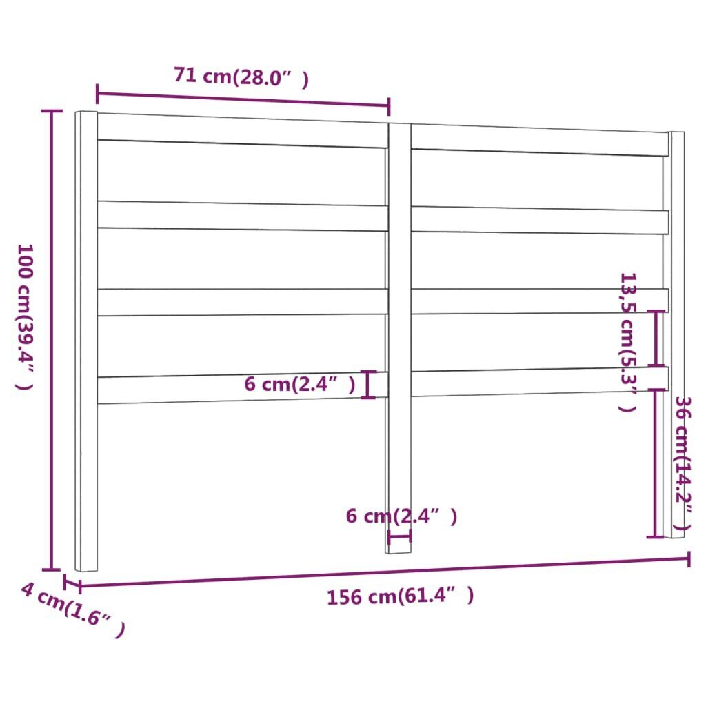 vidaXL voodipeats, must, 156 x 4 x 100 cm, männipuit цена и информация | Voodid | kaup24.ee