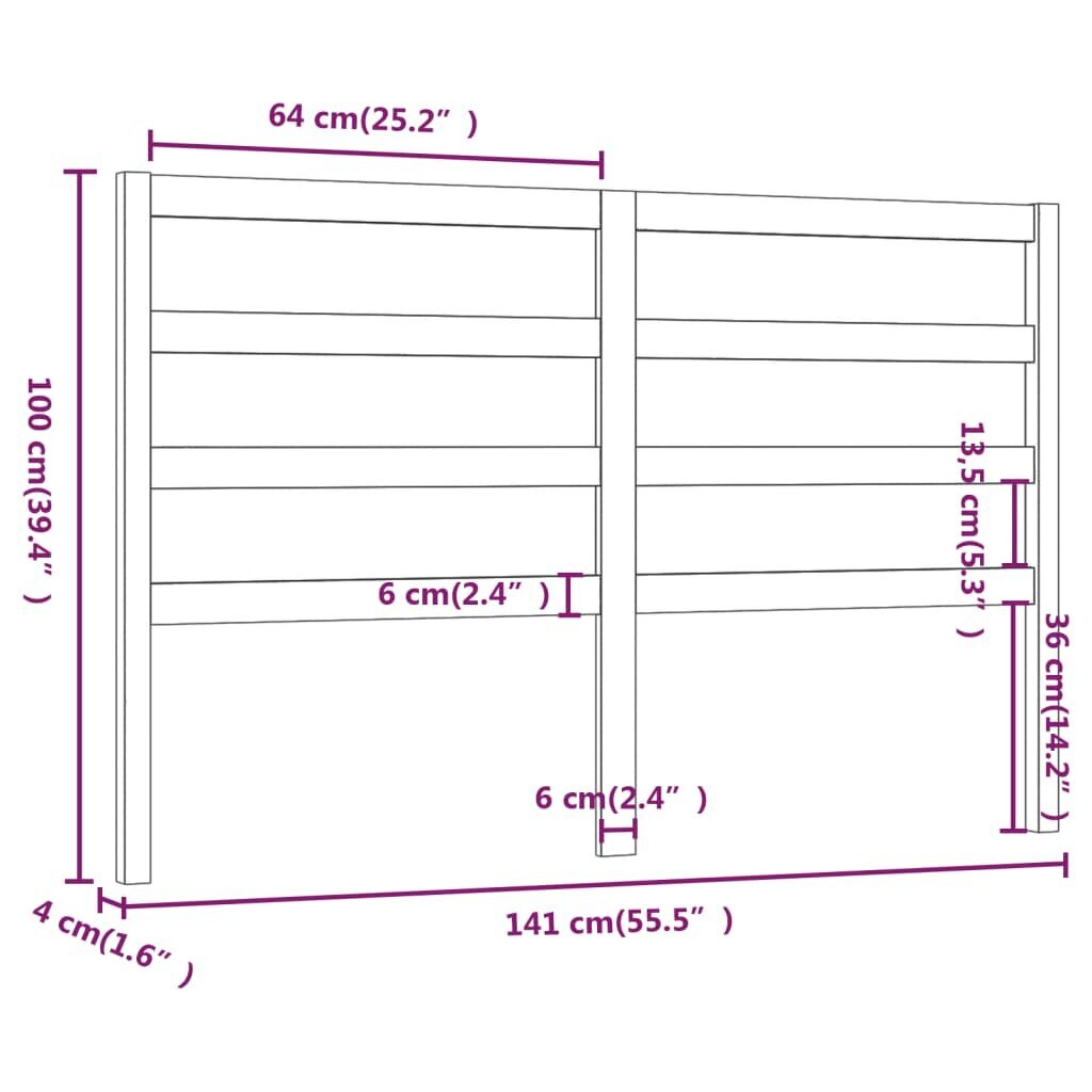 vidaXL voodipeats 141x4x100 cm männipuit цена и информация | Voodid | kaup24.ee