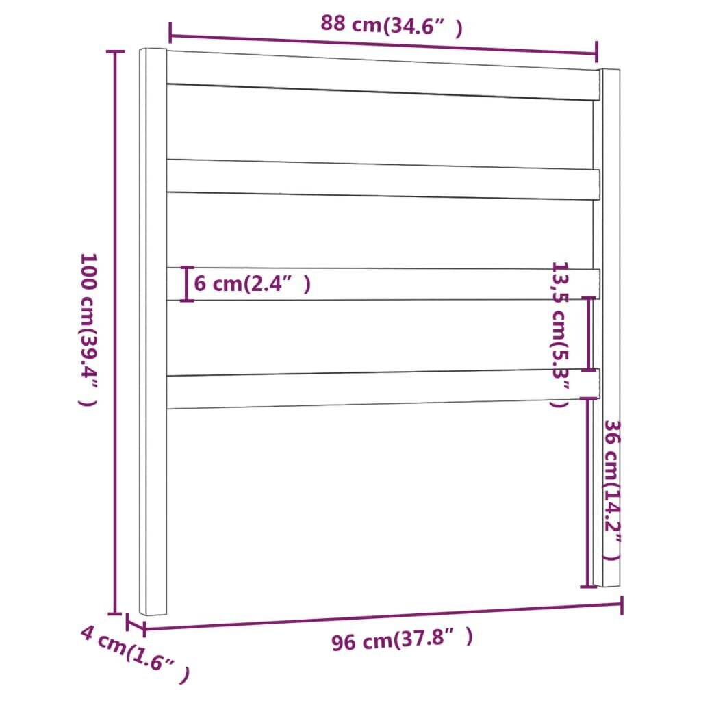 vidaXL voodipeats, hall, 96 x 4 x 100 cm, männipuit цена и информация | Voodid | kaup24.ee