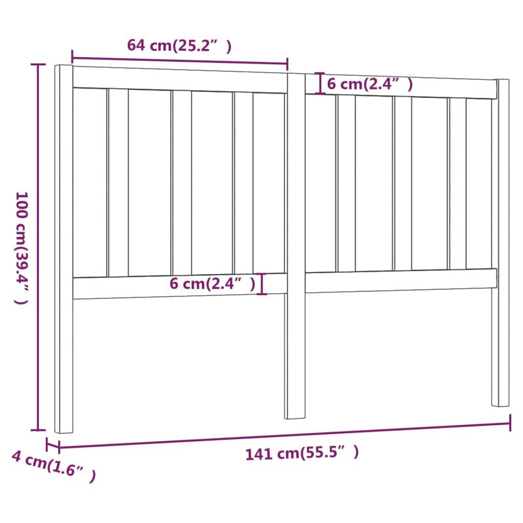 vidaXL voodipeats, must, 141 x 4 x 100 cm, männipuit hind ja info | Voodid | kaup24.ee