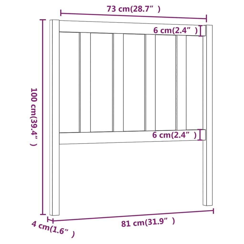 vidaXL voodipeats, meepruun, 81 x 4 x 100 cm, männipuit цена и информация | Voodid | kaup24.ee