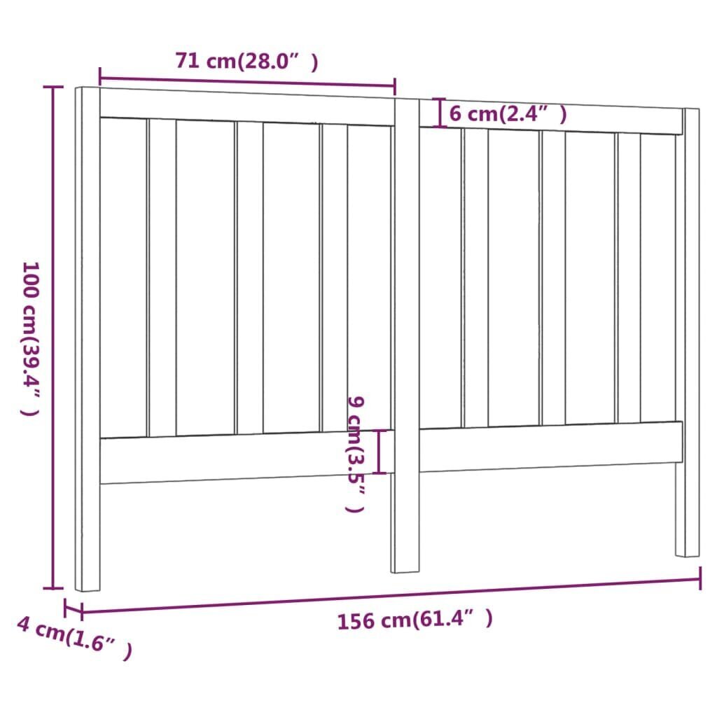 vidaXL voodipeats, meepruun, 156 x 4 x 100 cm, männipuit hind ja info | Voodid | kaup24.ee