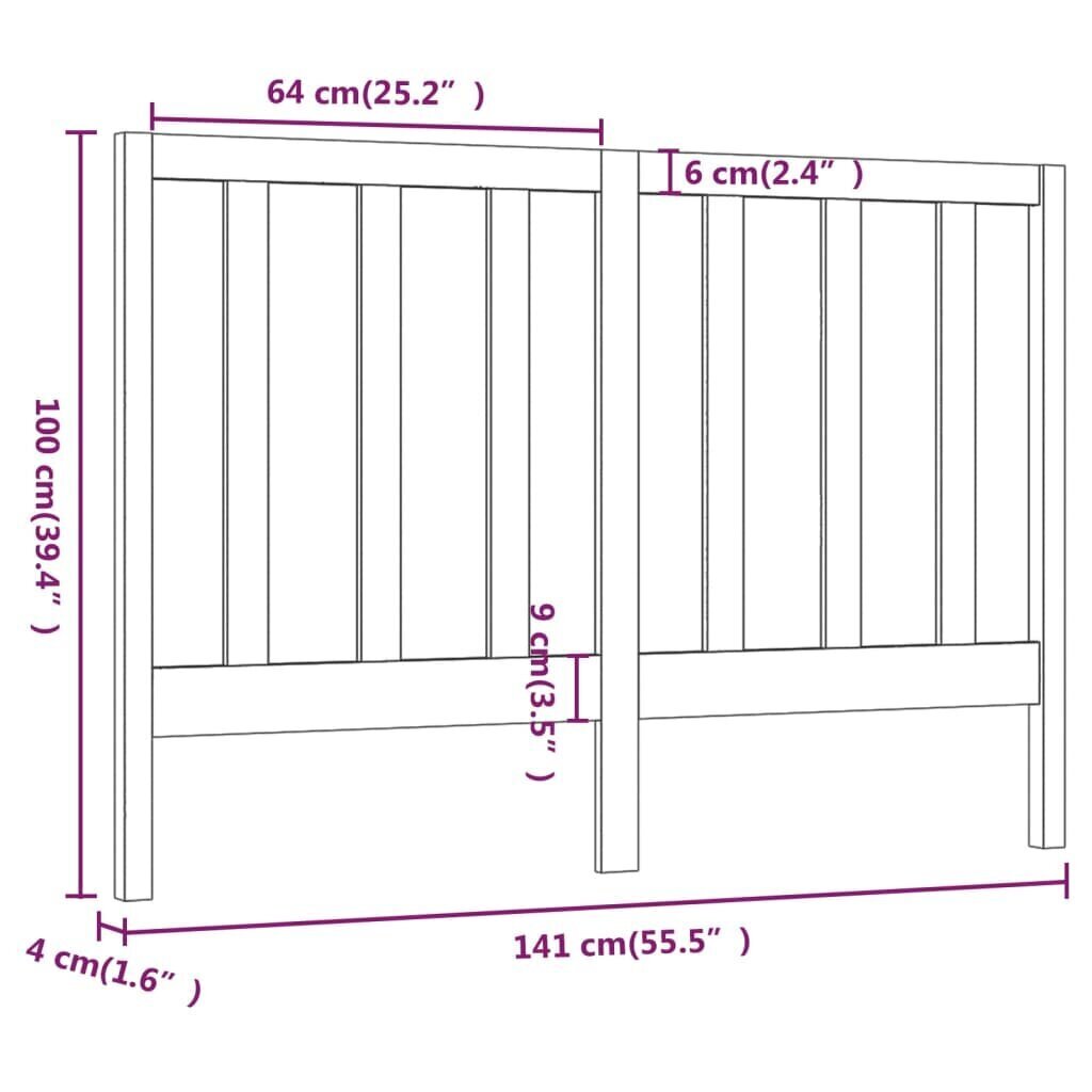 vidaXL voodipeats, valge, 141 x 4 x 100 cm, männipuit hind ja info | Voodid | kaup24.ee