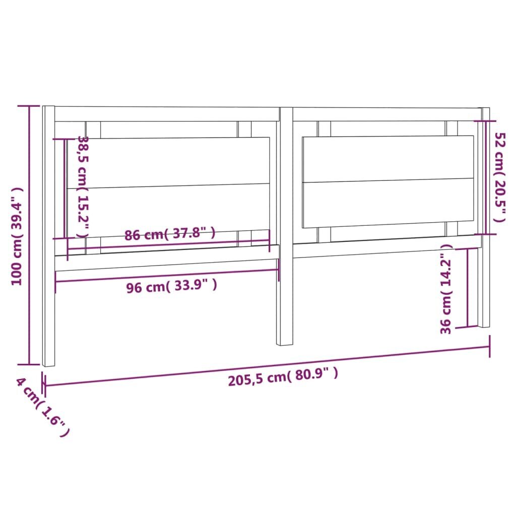 vidaXL voodipeats, 205,5x4x100 cm, männipuit hind ja info | Voodid | kaup24.ee