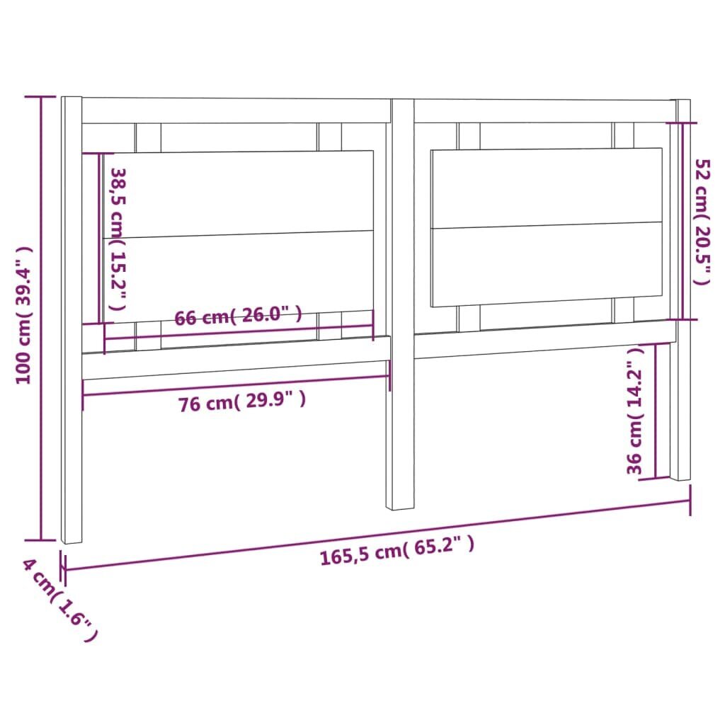 vidaXL voodipeats, 165,5x4x100 cm, männipuit hind ja info | Voodid | kaup24.ee