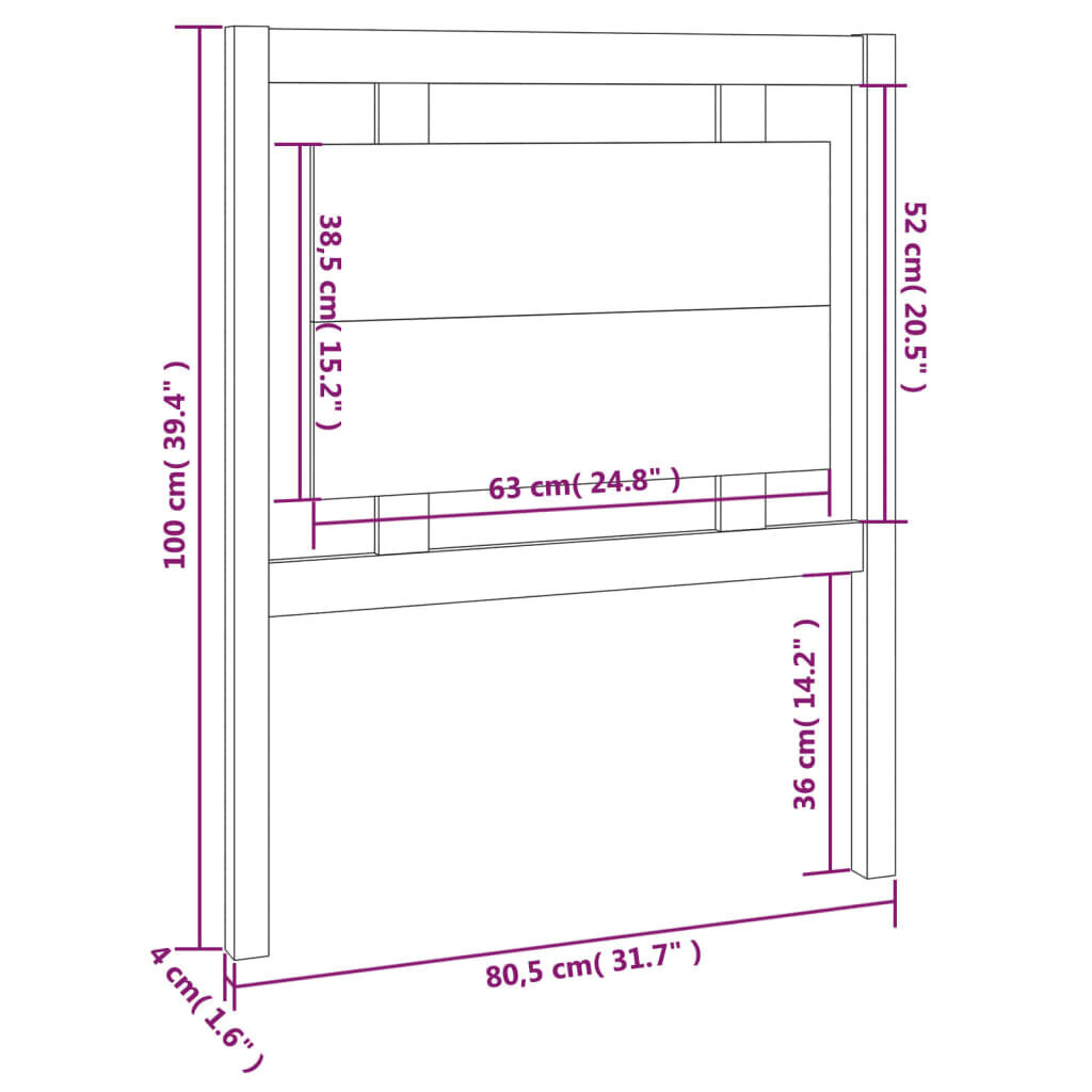 vidaXL voodipeats, must, 80,5x4x100 cm, männipuit hind ja info | Voodid | kaup24.ee