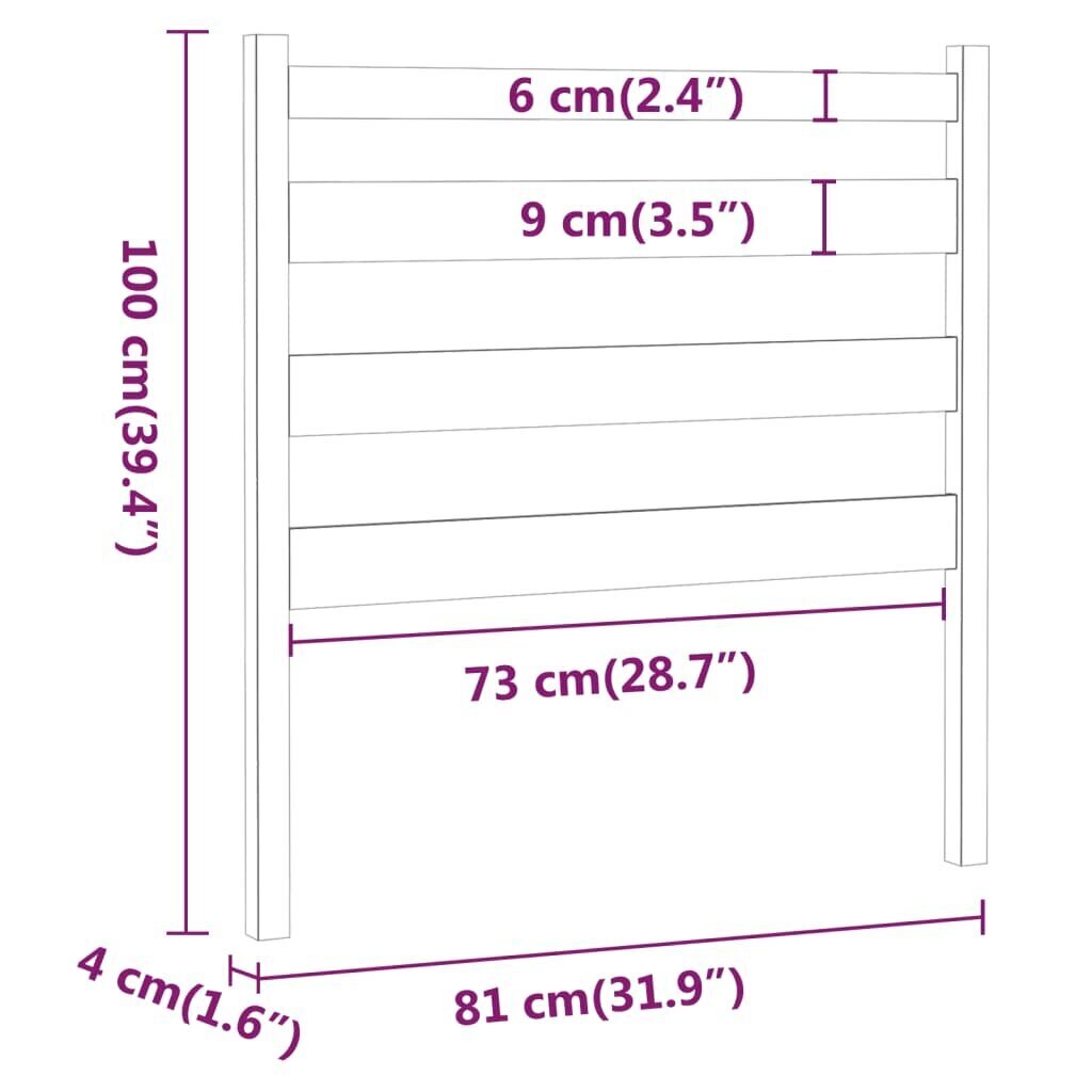 vidaXL voodipeats, meepruun, 81 x 4 x 100 cm, männipuit hind ja info | Voodid | kaup24.ee