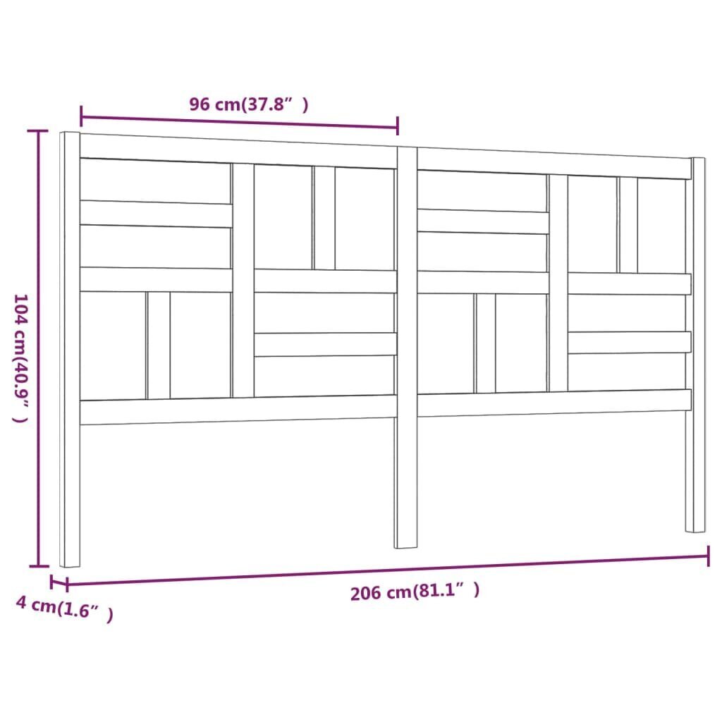 vidaXL voodipeats, meepruun, 206 x 4 x 104 cm, männipuit hind ja info | Voodid | kaup24.ee