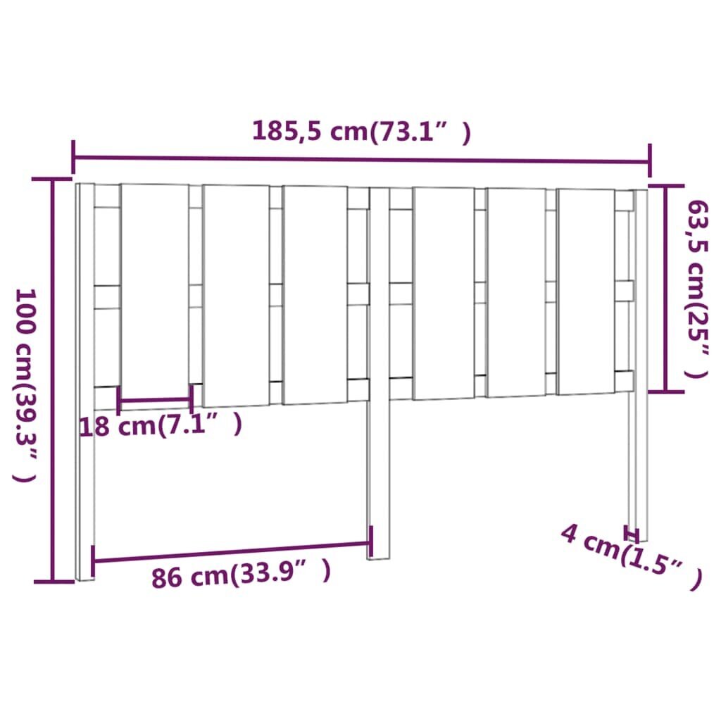 vidaXL voodipeats, valge, 156 x 4 x 100 cm, männipuit hind ja info | Voodid | kaup24.ee