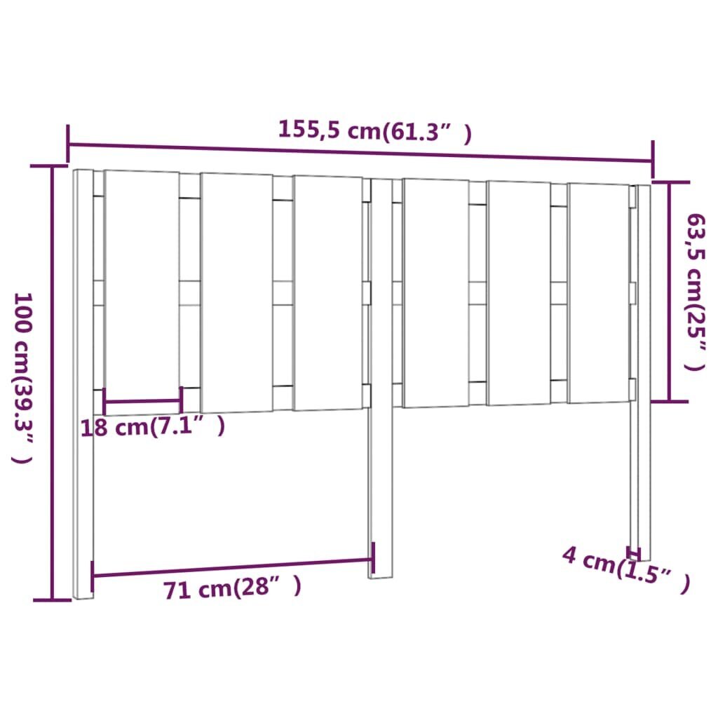 vidaXL voodipeats, must, 155,5x4x100 cm, männipuit цена и информация | Voodid | kaup24.ee