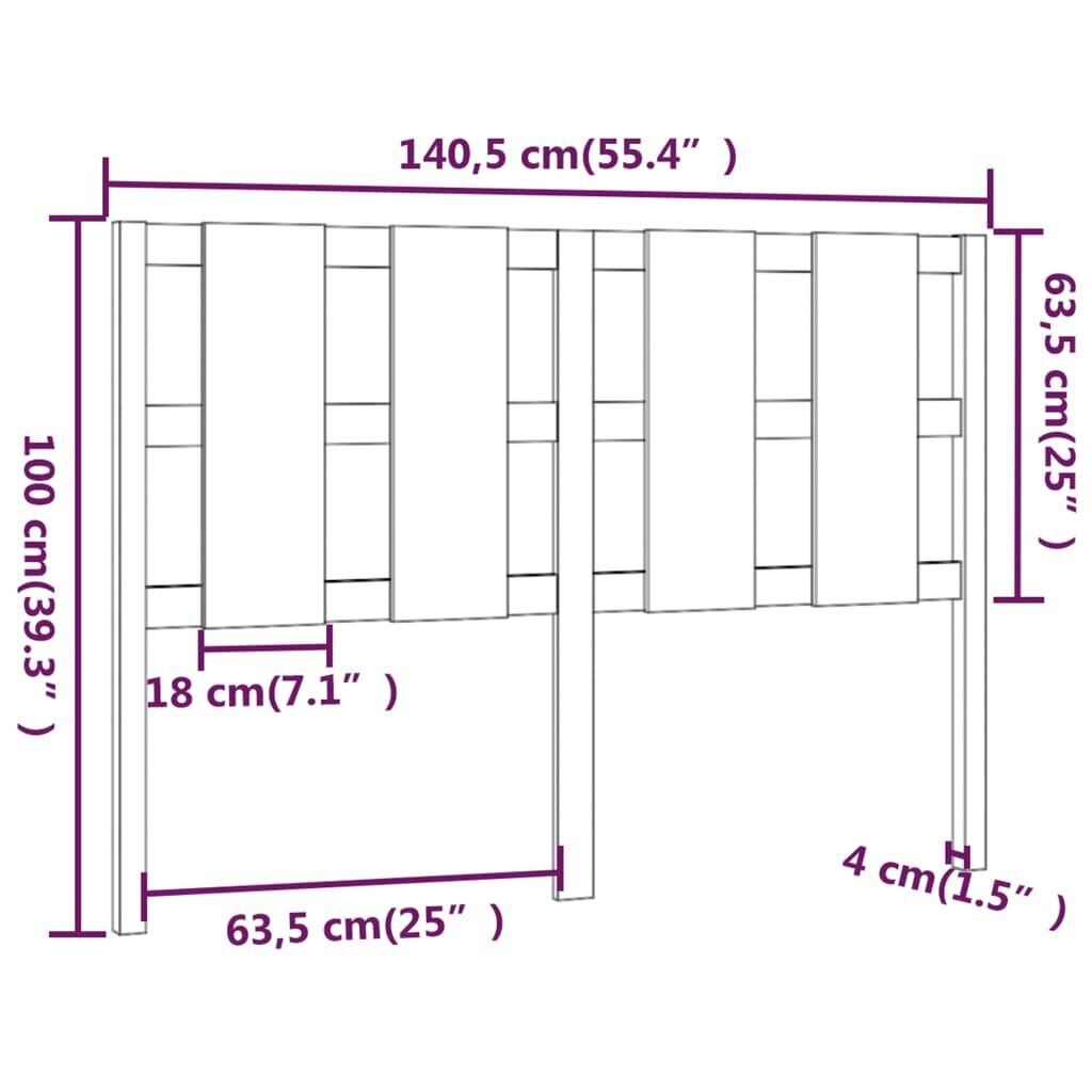 vidaXL voodipeats 140,5x4x100 cm männipuit hind ja info | Voodid | kaup24.ee