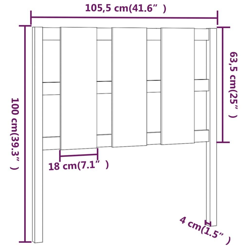 vidaXL voodipeats, meepruun,105,5x4x100 cm, männipuit цена и информация | Voodid | kaup24.ee