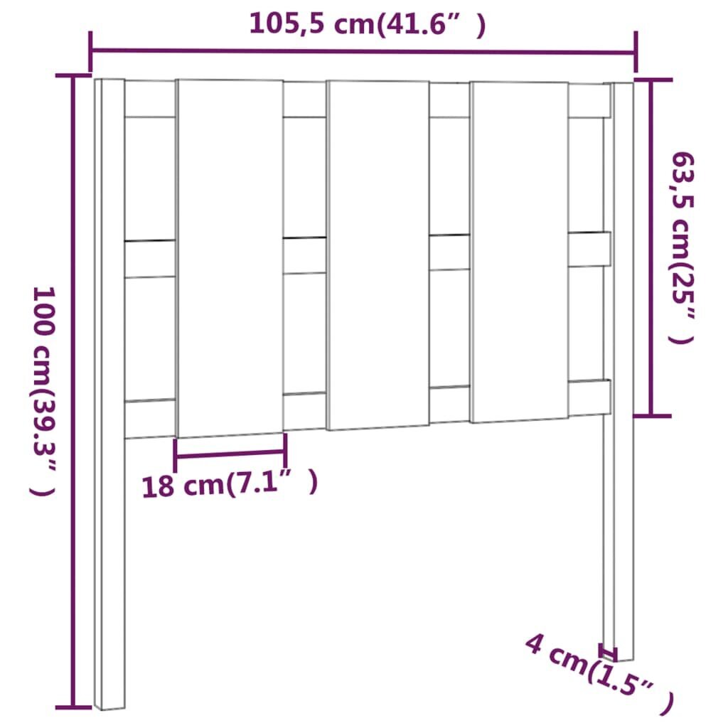 vidaXL voodipeats 105,5x4x100 cm männipuit hind ja info | Voodid | kaup24.ee