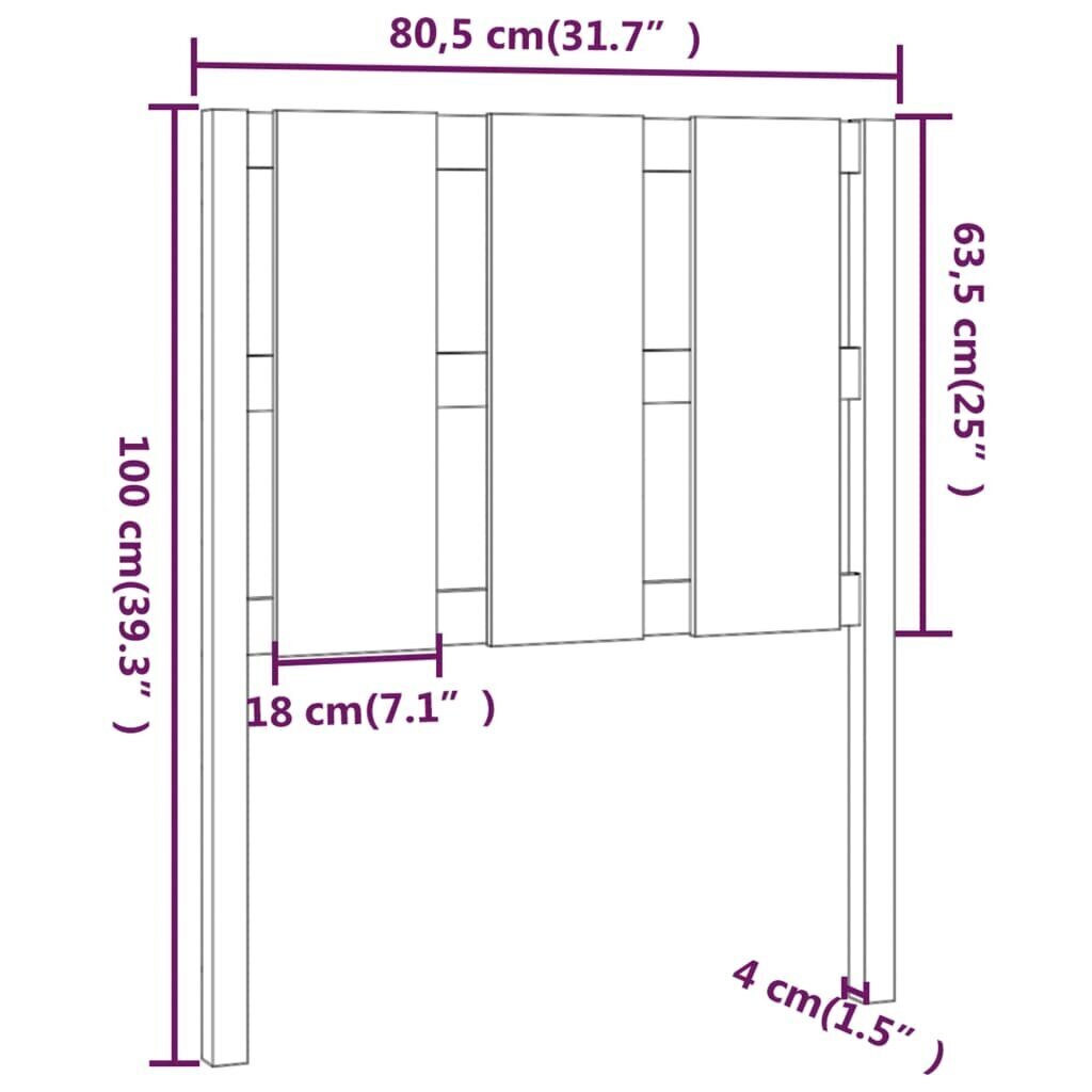 vidaXL voodipeats, meepruun, 80,5 x 4 x 100 cm, männipuit цена и информация | Voodid | kaup24.ee