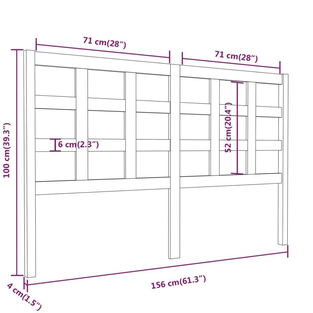 vidaXL voodipeats, 156 x 4 x 100 cm, männipuit hind ja info | Voodid | kaup24.ee