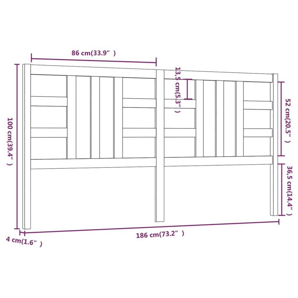 vidaXL voodipeats, must, 186 x 4 x 100 cm, männipuit hind ja info | Voodid | kaup24.ee