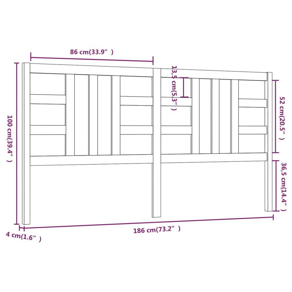 vidaXL voodipeats, 186 x 4 x 100 cm, männipuit hind ja info | Voodid | kaup24.ee