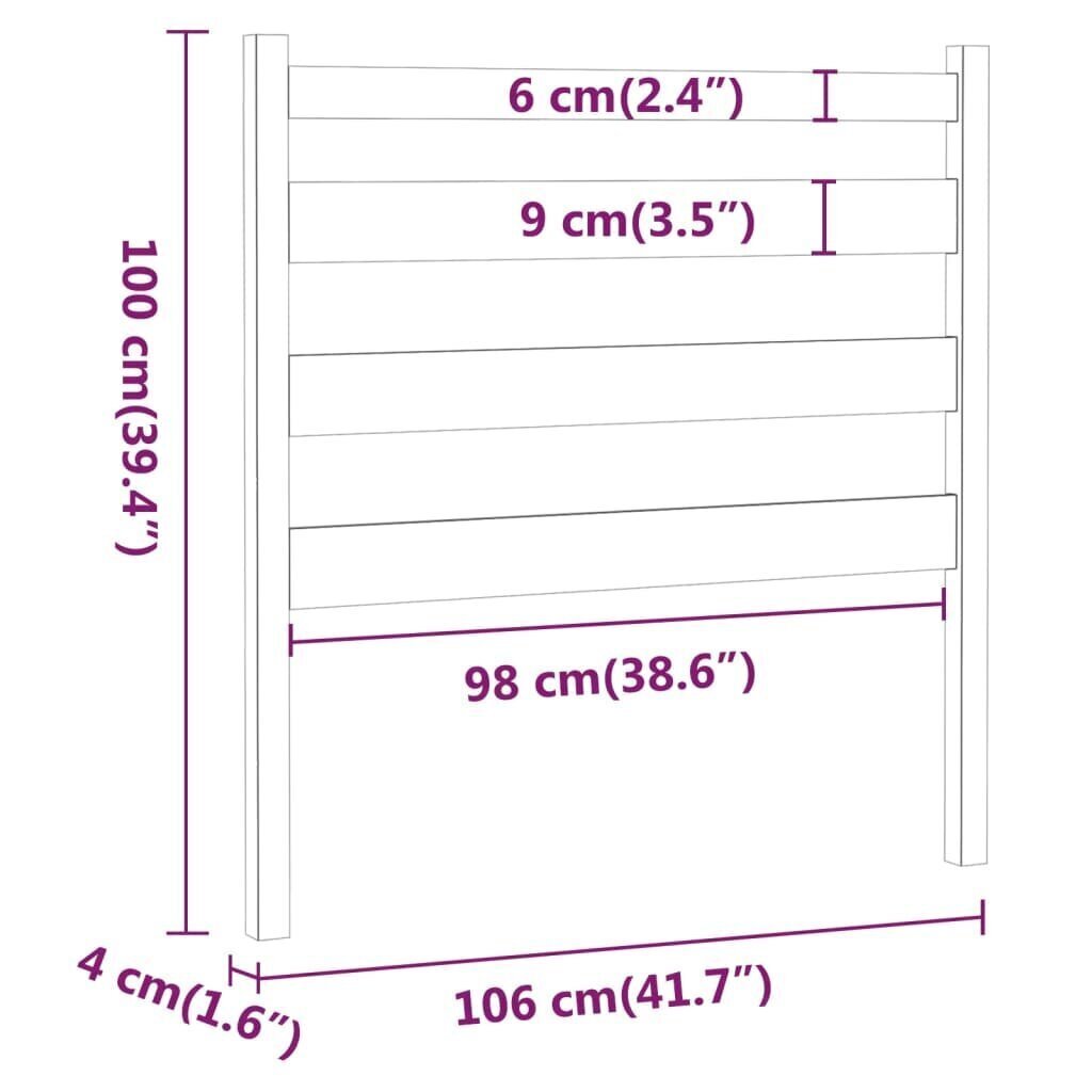 vidaXL voodipeats, valge, 106 x 4 x 100 cm, männipuit цена и информация | Voodid | kaup24.ee