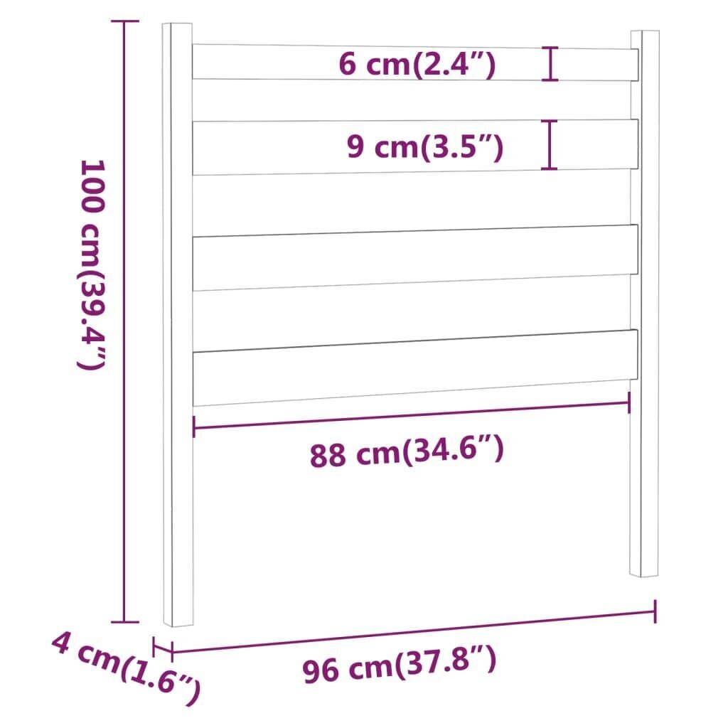 vidaXL voodipeats, meepruun, 96 x 4 x 100 cm, männipuit hind ja info | Voodid | kaup24.ee