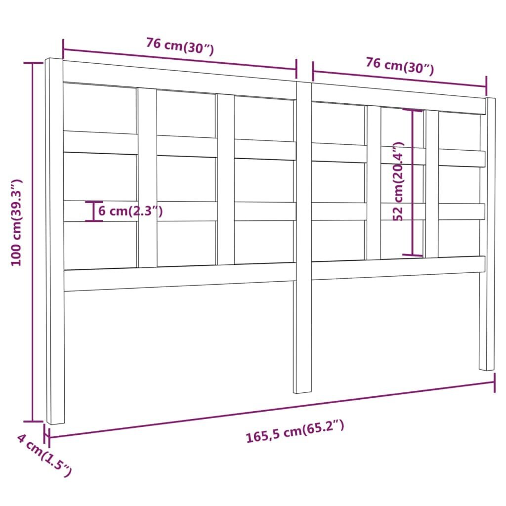 vidaXL voodipeats, valge, 140 x 4 x 100 cm, männipuit hind ja info | Voodid | kaup24.ee