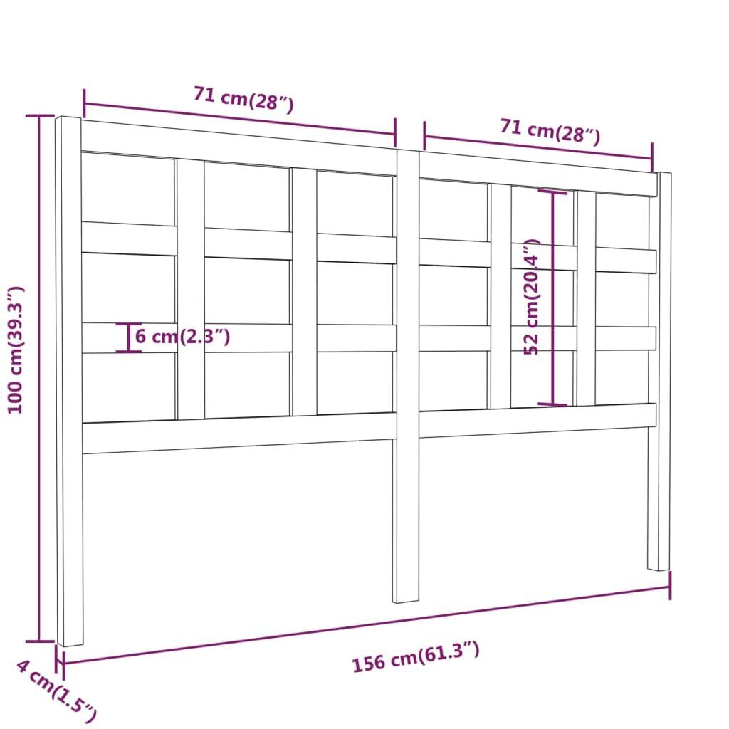 vidaXL voodipeats, must, 156 x 4 x 100 cm, männipuit hind ja info | Voodid | kaup24.ee