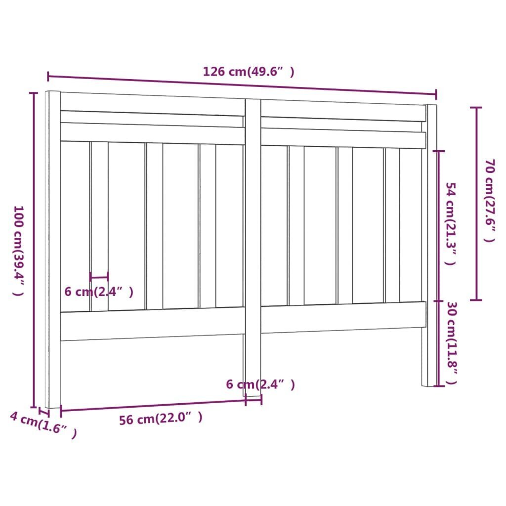 vidaXL voodipeats, must 126x4x100 cm männipuit hind ja info | Voodid | kaup24.ee