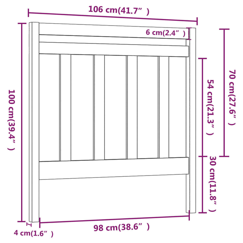 vidaXL voodipeats, must, 106 x 4 x 100 cm, männipuit hind ja info | Voodid | kaup24.ee