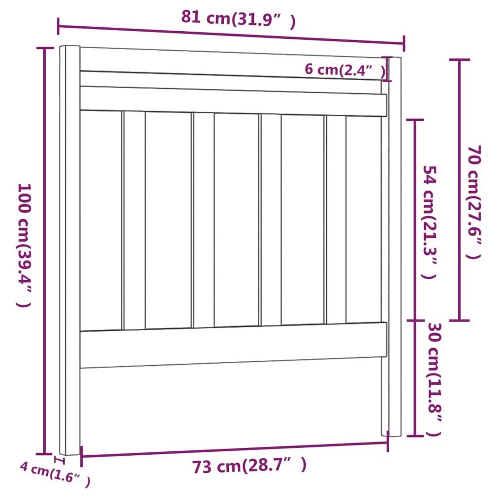 vidaXL voodipeats, must, 81 x 4 x 100 cm, männipuit hind ja info | Voodid | kaup24.ee