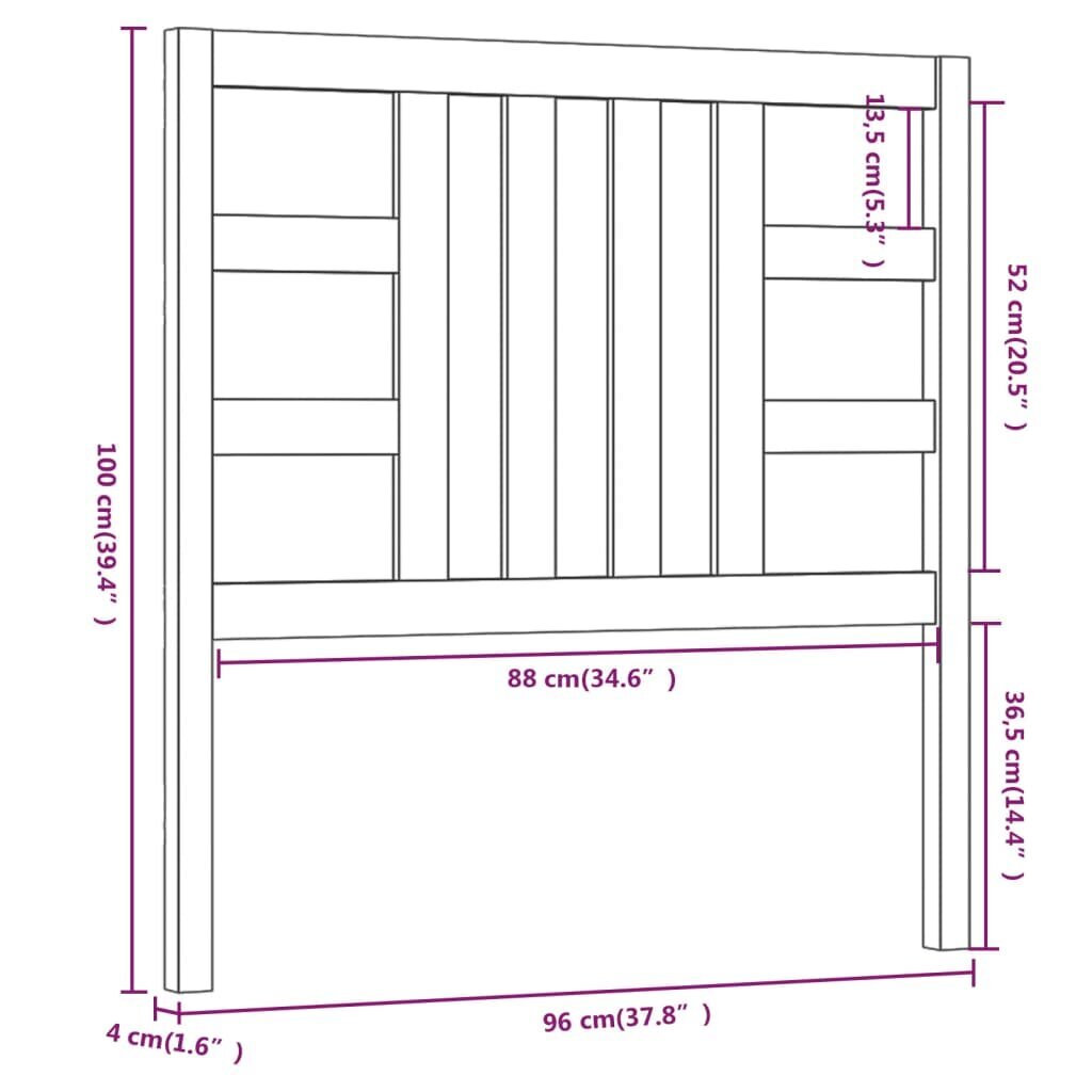 vidaXL voodipeats 96x4x100 cm männipuit hind ja info | Voodid | kaup24.ee