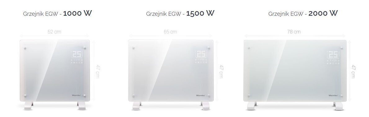 Dekoratiivne konvektsioonkütteseade 78x47x8 cm WARMTEC EGW 2000 W Wi-Fi juhtimisfunktsiooniga, must цена и информация | Küttekehad | kaup24.ee