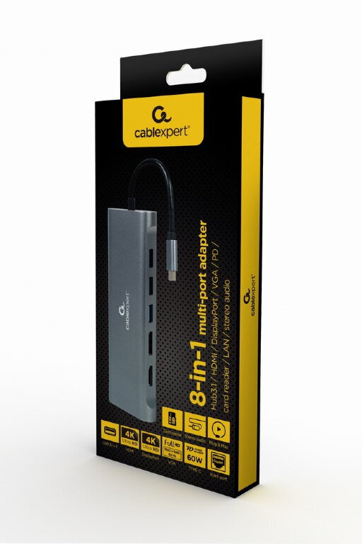 Gembird USB-C 8-ühes dokkimine цена и информация | USB jagajad, adapterid | kaup24.ee