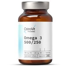 Toidulisand, OstroVit Pharma Omega 3 500/250, 30 kapslit цена и информация | Витамины, пищевые добавки, препараты для хорошего самочувствия | kaup24.ee