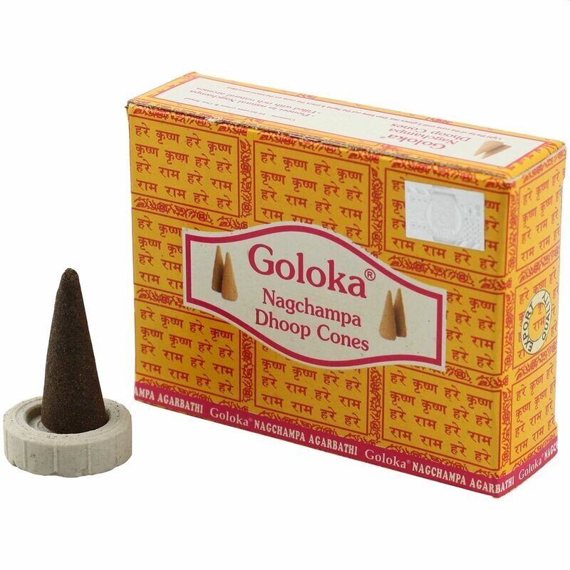 Goloka Nag Champa Dhoop koonusekujuline viiruk, 20 g hind ja info | Kodulõhnastajad | kaup24.ee