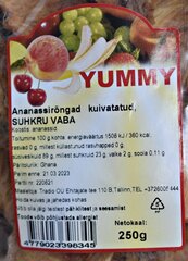Ananassi rõngad kuivatatud, suhkruvaba, 250 g hind ja info | Pähklid, seemned, kuivatatud puuviljad | kaup24.ee