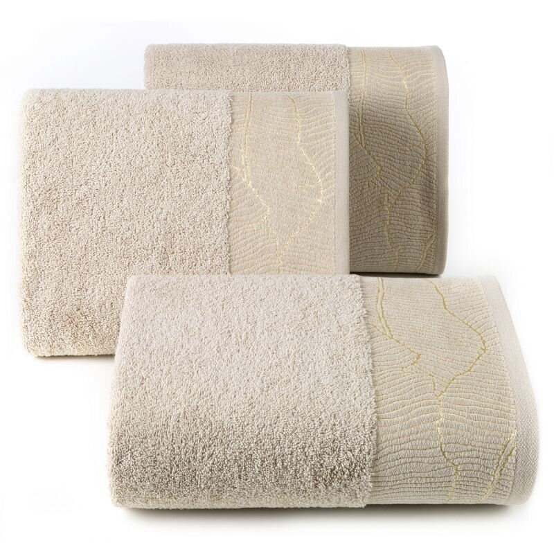 Puuvillane rätik koos äärega, helepruun, 50x90 cm. hind ja info | Rätikud, saunalinad | kaup24.ee