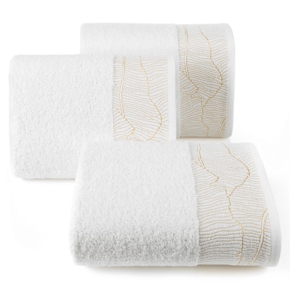 Puuvillane rätik koos äärega, valge, 70x140 cm. hind ja info | Rätikud, saunalinad | kaup24.ee