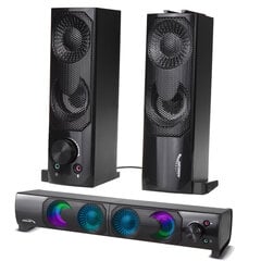 Kõlarid 2 in 1 PC Speaker Soundbar Computer RGB LED Backlight Stereo Gaming USB 2 x 3W AUX 3.5 mm hind ja info | Kõlarid | kaup24.ee