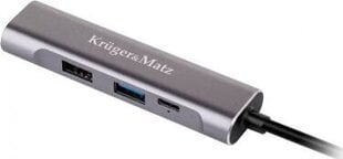 Kruger&Matz (концентратор) USB C - HDMI / USB 3.0 / USB 2.0 / C цена и информация | Адаптеры и USB-hub | kaup24.ee