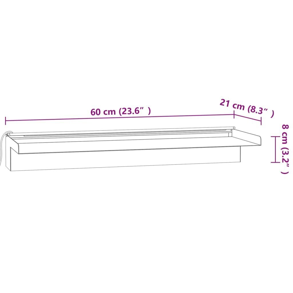 vidaXL purskkaevu kosk RGB LED-tuledega, roostevaba teras, 60 cm hind ja info | Dekoratsioonid | kaup24.ee