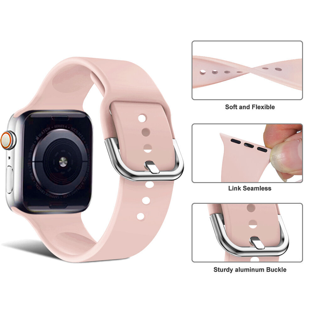Apple Watch Active Silikoon Rihm – Barbie Roosa 42/44/45mm hind ja info | Nutikellade ja nutivõrude tarvikud | kaup24.ee