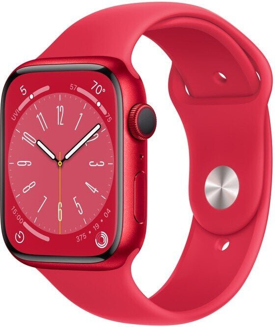 Apple Watch Series 8 GPS 45mm (PRODUCT)RED Aluminium Case ,(PRODUCT)RED Sport Band - MNP43EL/A LV-EE цена и информация | Nutikellad (smartwatch) | kaup24.ee