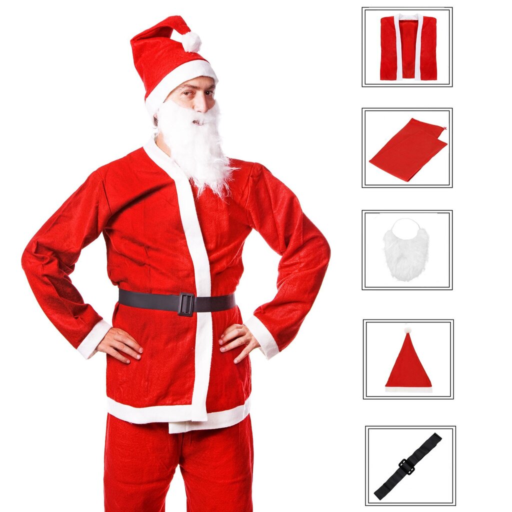 Jõuluvana kostüüm, 5-osaline hind ja info | Karnevali kostüümid | kaup24.ee