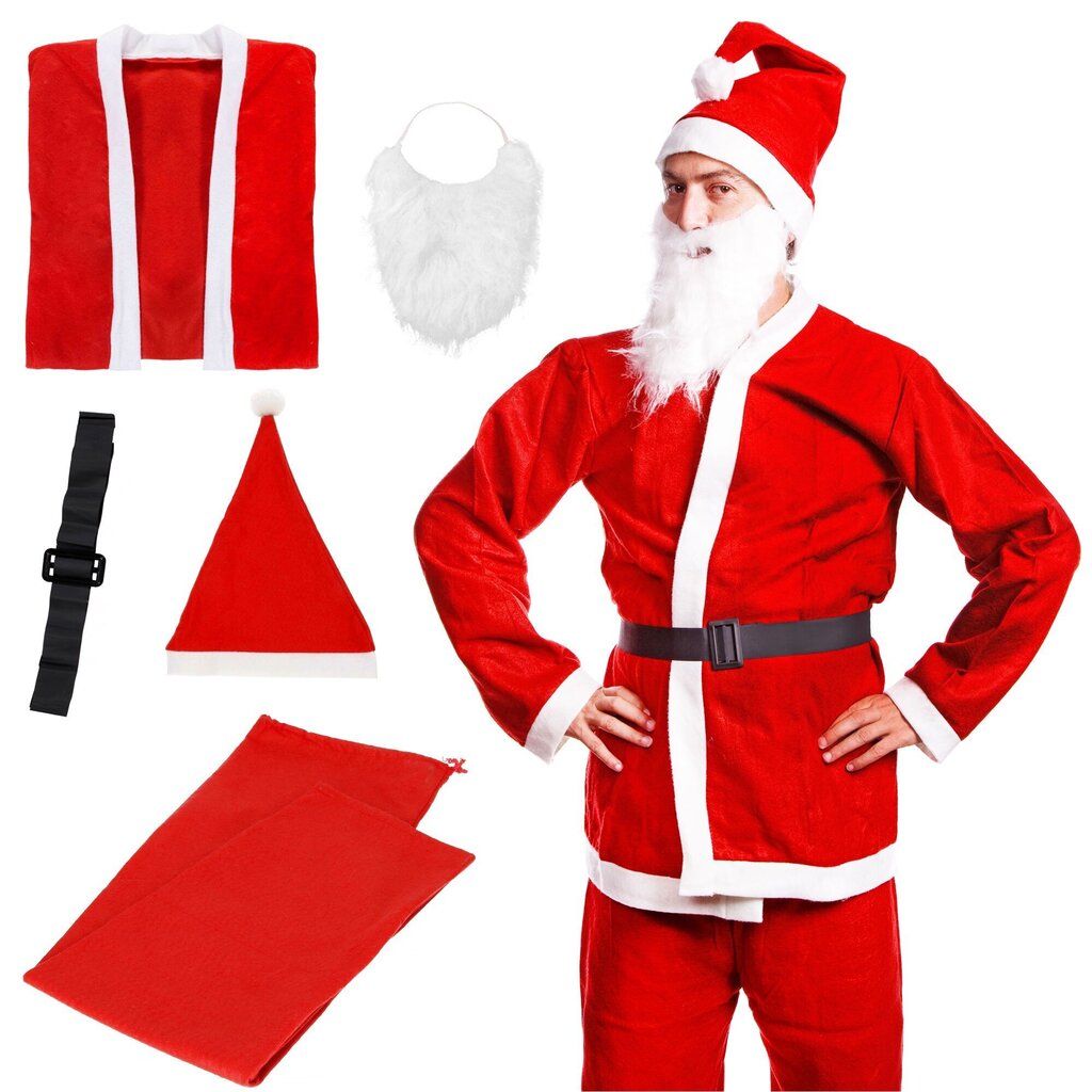 Jõuluvana kostüüm, 5-osaline hind ja info | Karnevali kostüümid | kaup24.ee