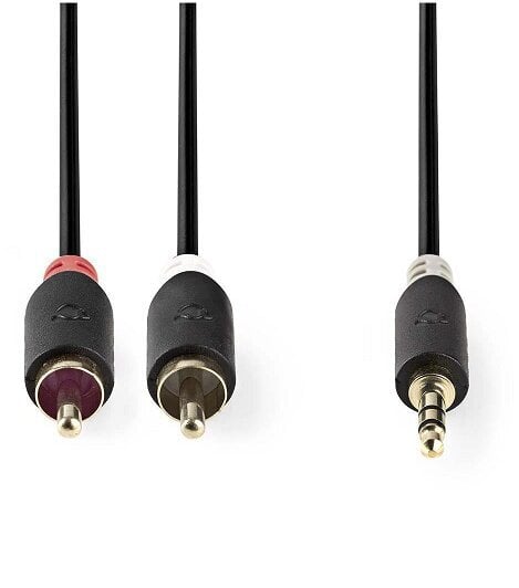 Nedis Aux Audio Cable 3.5 mm -> 2x RCA 3m Black hind ja info | Mobiiltelefonide kaablid | kaup24.ee